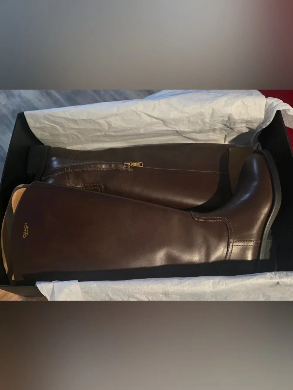 COACH Women's Tall Riding Boots in Dark Brown SIZE 6  EUR 37